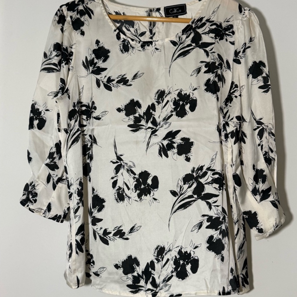 Cotil Co Black And Cream Floral Blouse